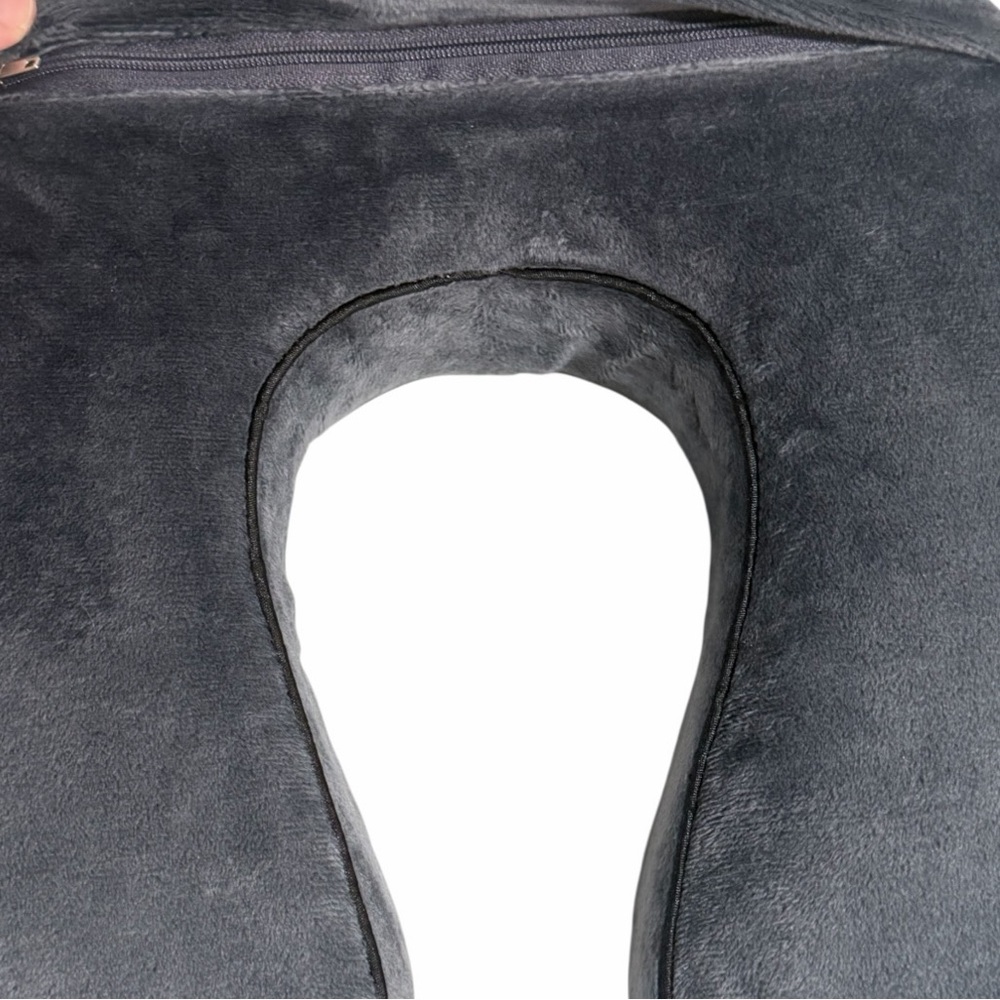 Plush U-Shaped Neck Pillow in Charcoal Grey EUC - Picture 3 of 4